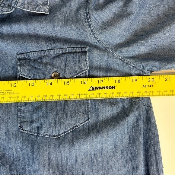 Motherhood Maternity Chambray Shirt Convertible Sleeve Dress M - Picture 5 of 9